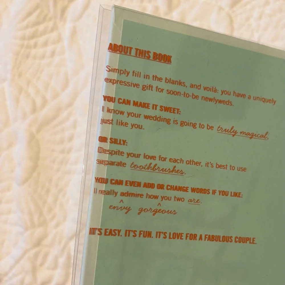 NWT bridal shower wedding shower guest advice book